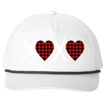 XOXO Plaid Pattern Love Heart Snapback Five-Panel Rope Hat