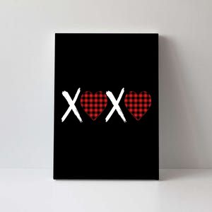 XOXO Plaid Pattern Love Heart Canvas