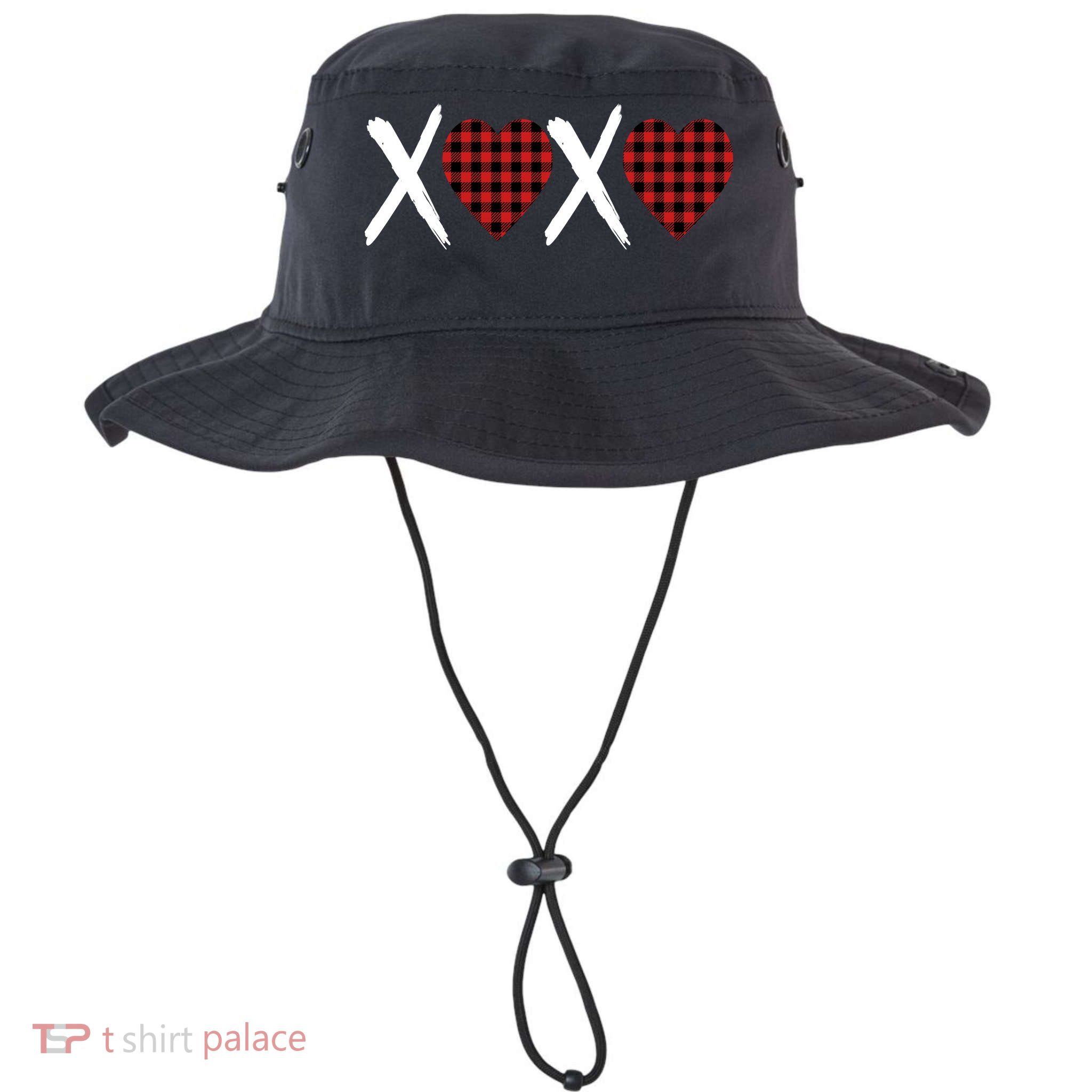XOXO Plaid Pattern Love Heart Bucket Hat