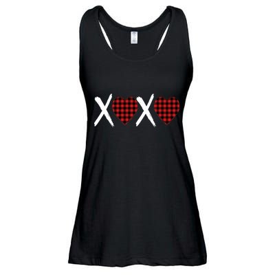 XOXO Plaid Pattern Love Heart Ladies Essential Flowy Tank