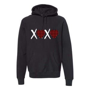 XOXO Plaid Pattern Love Heart Premium Hoodie