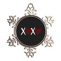 XOXO Plaid Pattern Love Heart Metallic Star Ornament