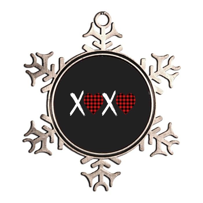 XOXO Plaid Pattern Love Heart Metallic Star Ornament