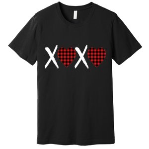 XOXO Plaid Pattern Love Heart Premium T-Shirt