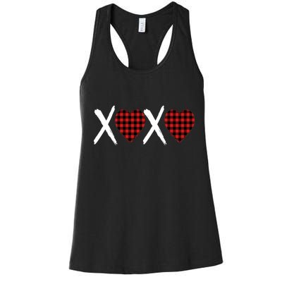 XOXO Plaid Pattern Love Heart Women's Racerback Tank