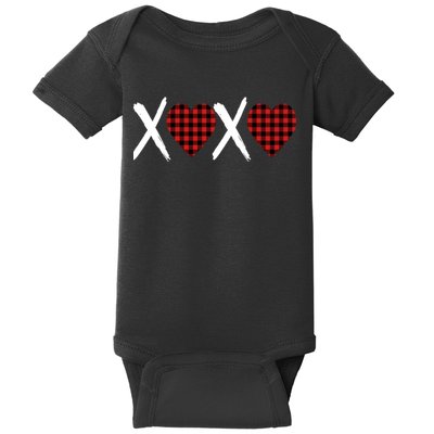 XOXO Plaid Pattern Love Heart Baby Bodysuit