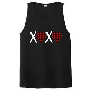 XOXO Plaid Pattern Love Heart PosiCharge Competitor Tank