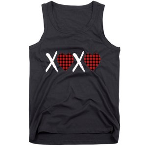 XOXO Plaid Pattern Love Heart Tank Top