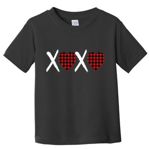 XOXO Plaid Pattern Love Heart Toddler T-Shirt