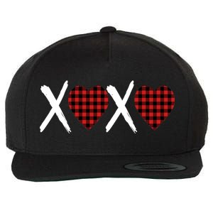 XOXO Plaid Pattern Love Heart Wool Snapback Cap