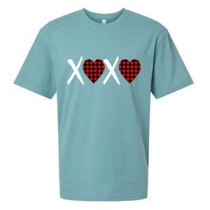 XOXO Plaid Pattern Love Heart Sueded Cloud Jersey T-Shirt