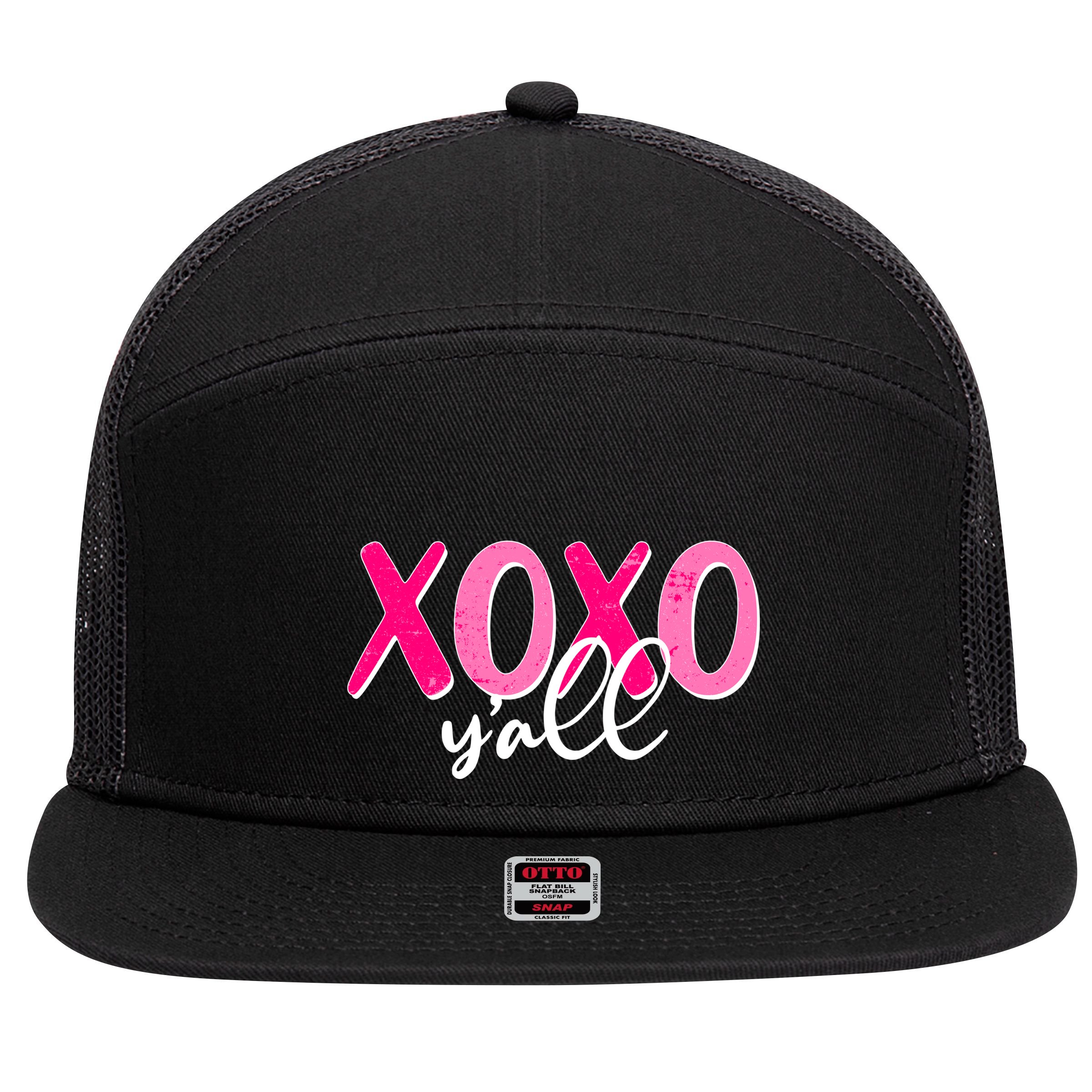 XOXO Y'all Valentines Day 7 Panel Mesh Trucker Snapback Hat