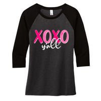 XOXO Y'all Valentines Day Women's Tri-Blend 3/4-Sleeve Raglan Shirt