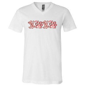 Xoxo Paw Dog Valentine Day V-Neck T-Shirt