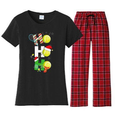 Xmas PJs for Tennis Players with Matching Rackets Women's Flannel Pajama Set