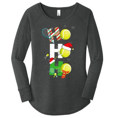 Xmas PJs for Tennis Players with Matching Rackets Women's Perfect Tri Tunic Long Sleeve Shirt