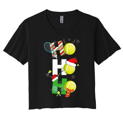 Xmas PJs for Tennis Players with Matching Rackets Women's Crop Top Tee