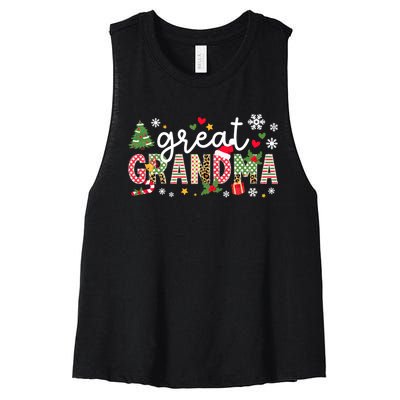 Xmas Party Great Grandma Christmas Great Grandmother Women's Racerback Cropped Tank