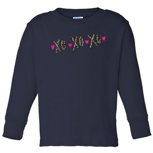 XOXO Pink Hearts Valentine's Day Love Hugs Kisses Toddler Long Sleeve Shirt