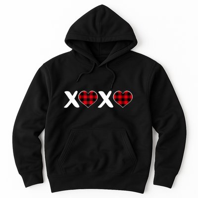 Xoxo Plaid Pattern Love Heart ValentineS Day Hoodie