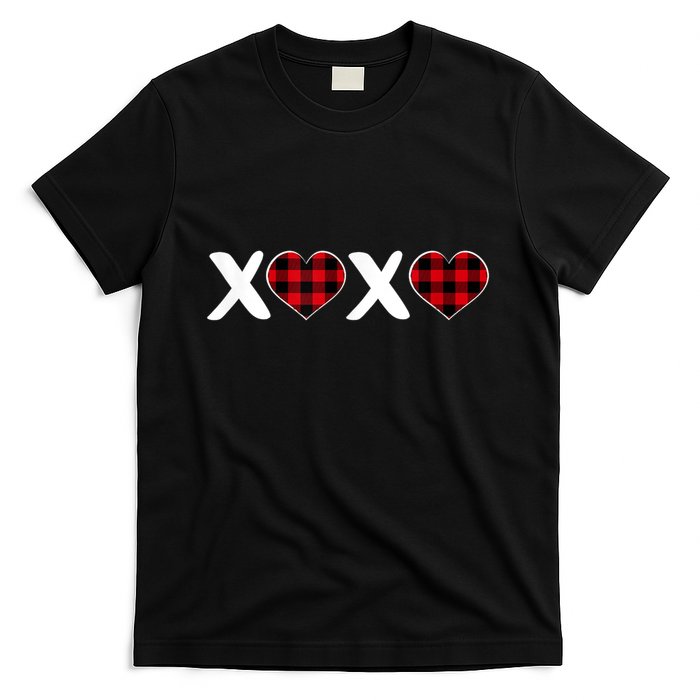 Xoxo Plaid Pattern Love Heart ValentineS Day T-Shirt