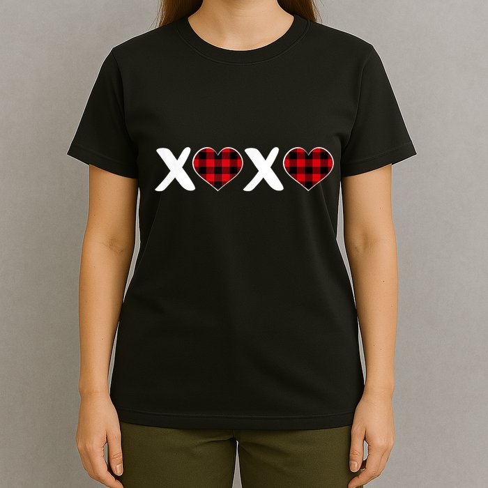 Xoxo Plaid Pattern Love Heart ValentineS Day T-Shirt