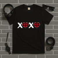Xoxo Plaid Pattern Love Heart ValentineS Day T-Shirt
