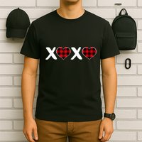 Xoxo Plaid Pattern Love Heart ValentineS Day T-Shirt