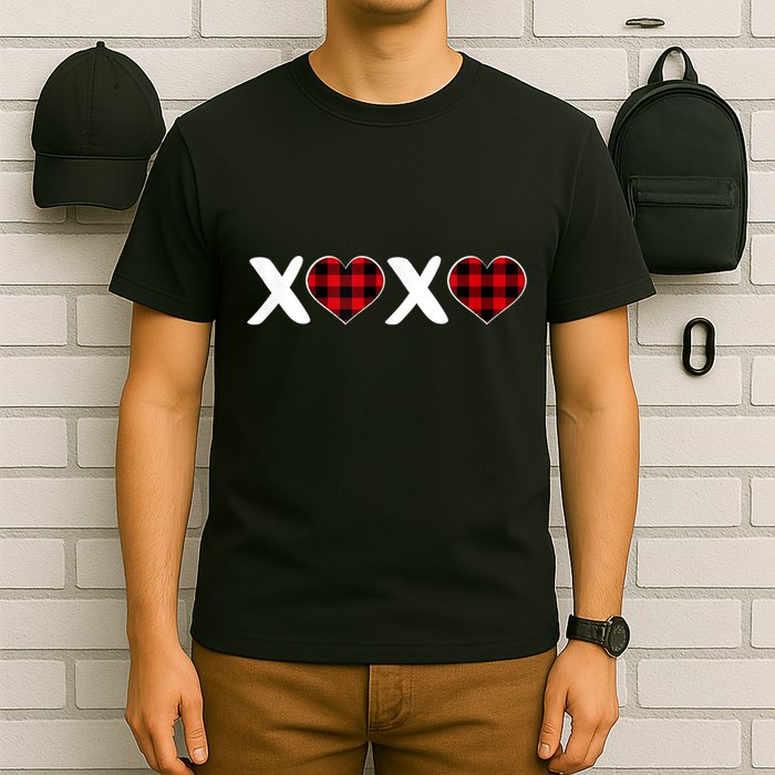 Xoxo Plaid Pattern Love Heart ValentineS Day T-Shirt