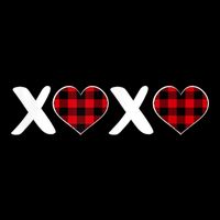 Xoxo Plaid Pattern Love Heart ValentineS Day T-Shirt