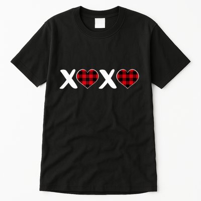 Xoxo Plaid Pattern Love Heart ValentineS Day Tall T-Shirt