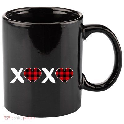 Xoxo Plaid Pattern Love Heart ValentineS Day 11oz C Handle Ceramic Mug