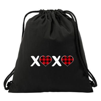 Xoxo Plaid Pattern Love Heart ValentineS Day Drawstring Bag
