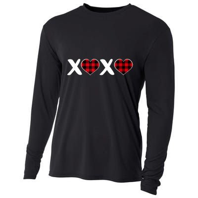 Xoxo Plaid Pattern Love Heart ValentineS Day Cooling Performance Long Sleeve Crew