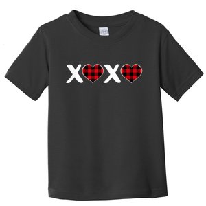 Xoxo Plaid Pattern Love Heart ValentineS Day Toddler T-Shirt