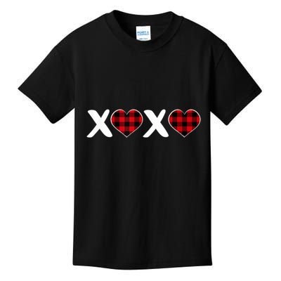 Xoxo Plaid Pattern Love Heart ValentineS Day Kids T-Shirt
