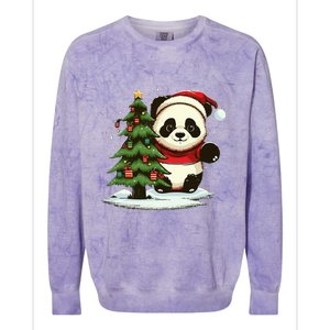 Xmas Panda Santa on Christmas Panda Colorblast Crewneck Sweatshirt