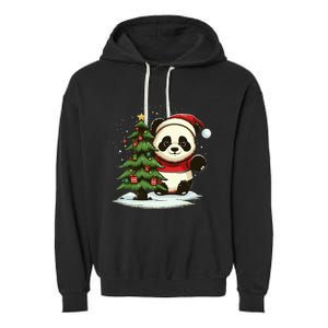 Xmas Panda Santa on Christmas Panda Garment-Dyed Fleece Hoodie