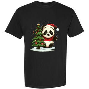 Xmas Panda Santa on Christmas Panda Garment-Dyed Heavyweight T-Shirt