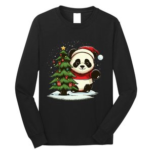 Xmas Panda Santa on Christmas Panda Long Sleeve Shirt