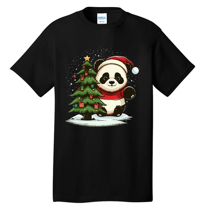 Xmas Panda Santa on Christmas Panda Tall T-Shirt