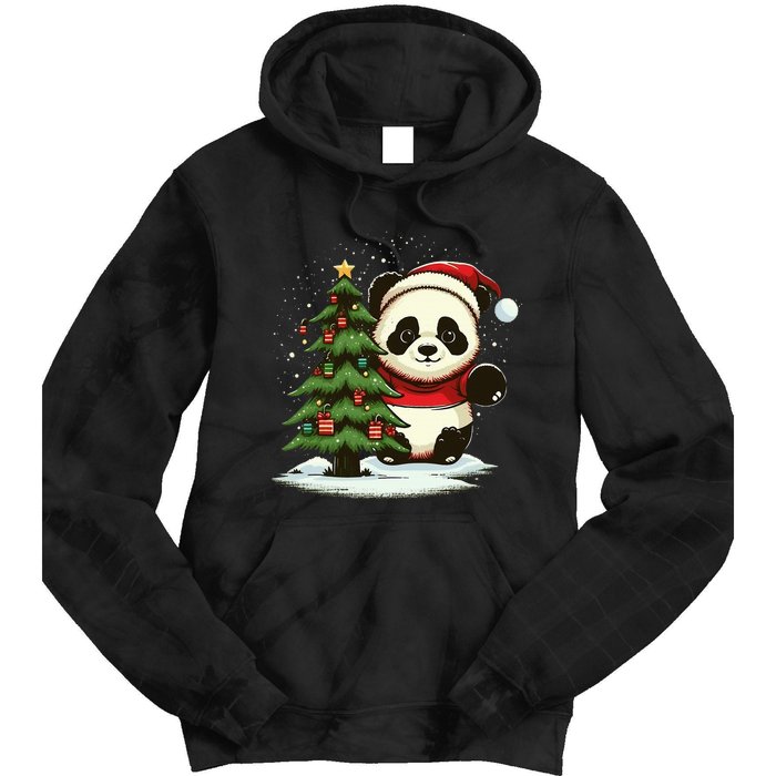 Xmas Panda Santa on Christmas Panda Tie Dye Hoodie