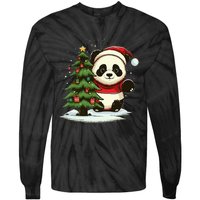 Xmas Panda Santa on Christmas Panda Tie-Dye Long Sleeve Shirt