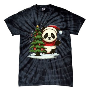 Xmas Panda Santa on Christmas Panda Tie-Dye T-Shirt