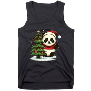 Xmas Panda Santa on Christmas Panda Tank Top