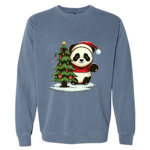 Xmas Panda Santa on Christmas Panda Garment-Dyed Sweatshirt