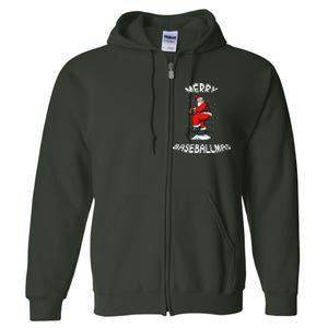 Xmas Pitcher Santa Claus Christmas Baseball Full Zip Hoodie