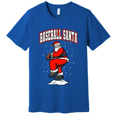 Xmas Pitcher Santa Claus Christmas Baseball Gift Premium T-Shirt