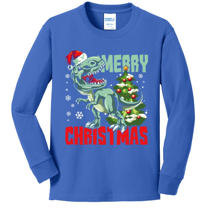 Xmas Pajama Toddlers Gift Xmas Dinosaur T Rex Great Gift Kids Long Sleeve Shirt