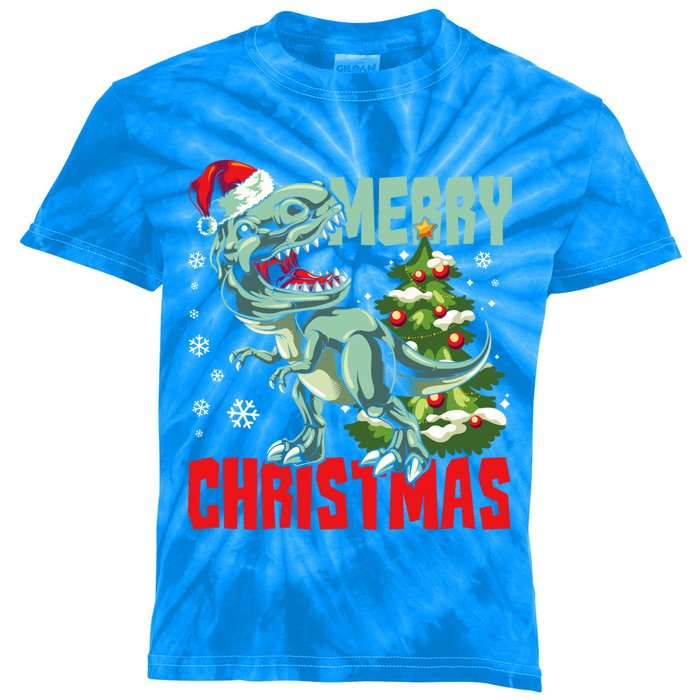 Xmas Pajama Toddlers Gift Xmas Dinosaur T Rex Great Gift Kids Tie-Dye T-Shirt